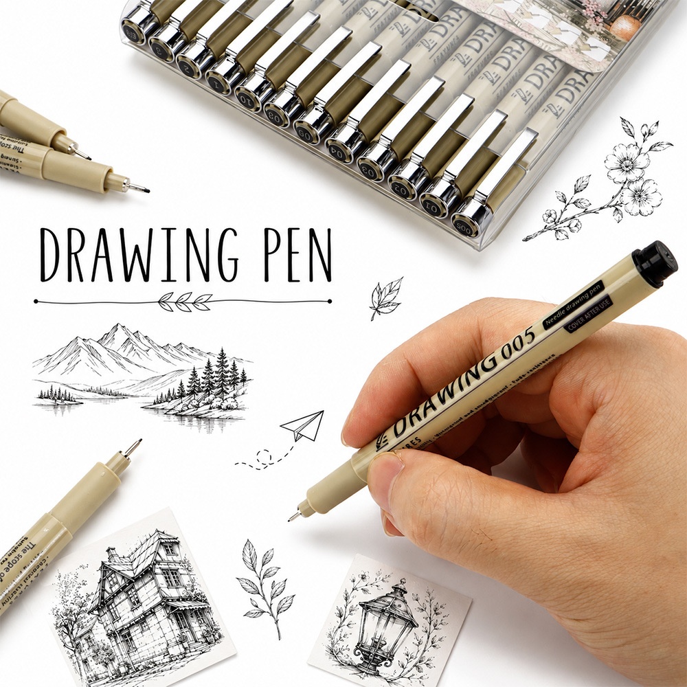 12Pcs Pigment Liner Art Marker - Correction Pen Fine ulasan dan harga