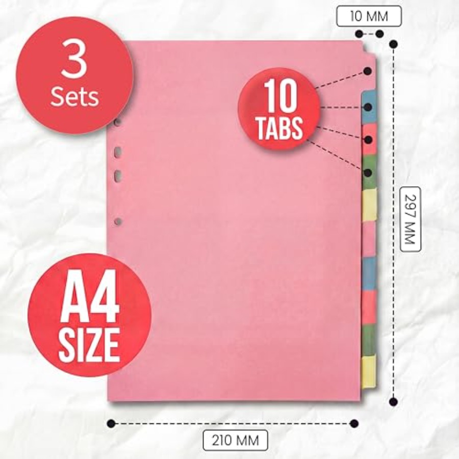 3 Pack] Binder Dividers with T - Tab Divider A4 ulasan dan harga