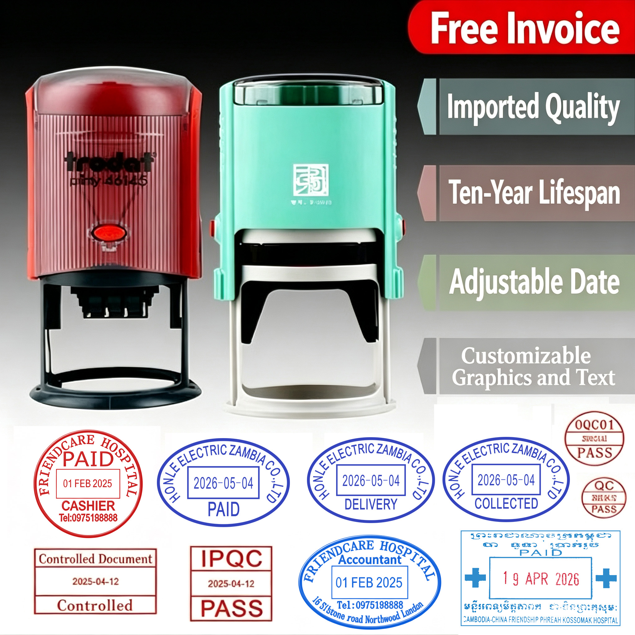 Custom Engraved Seals, Adjusta - Rubber Date Stamp ulasan dan harga