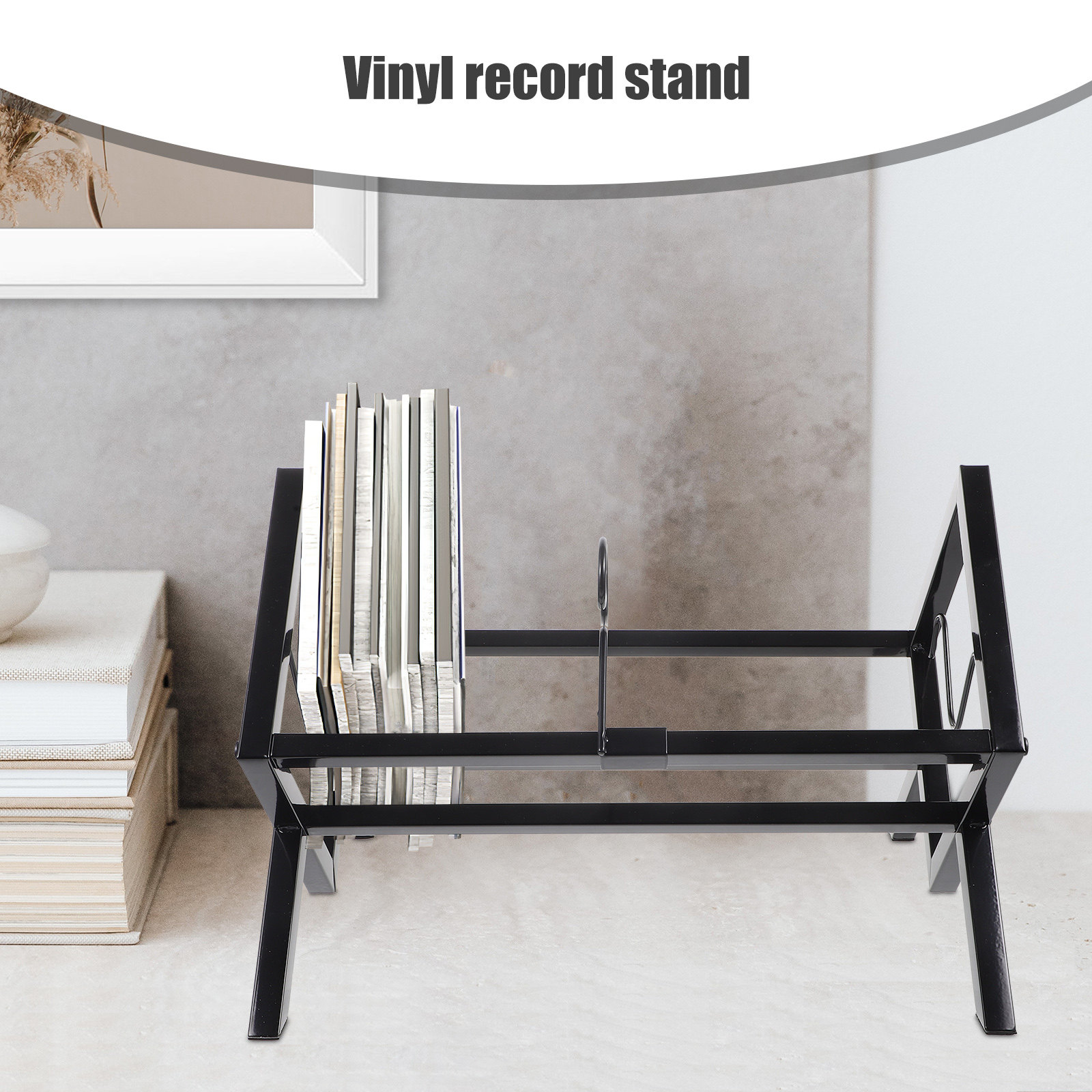 Vinyl Record Display Stand Met - Magazine Holder Rack ulasan dan harga