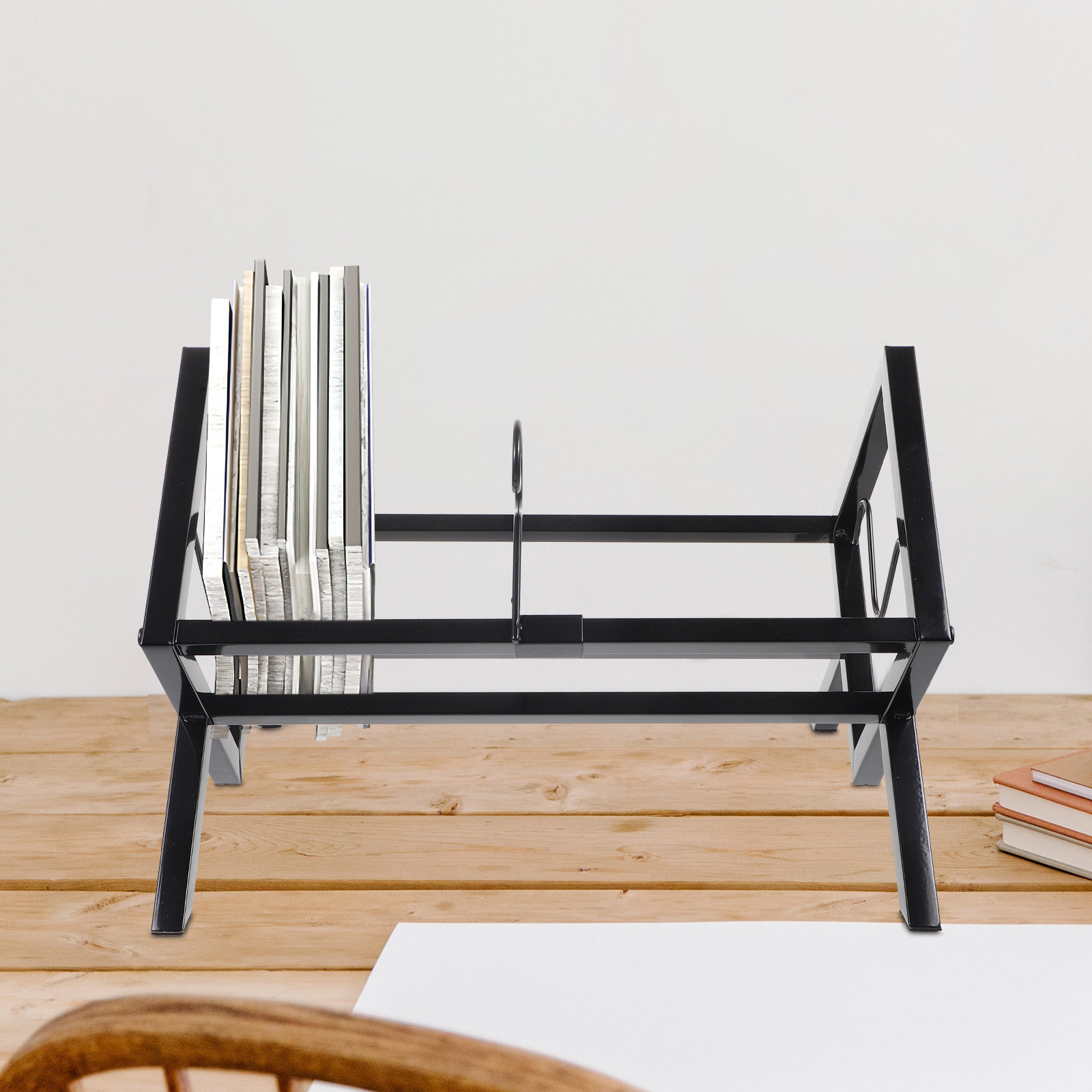 Vinyl Record Display Stand Met - Magazine Holder Rack ulasan dan harga