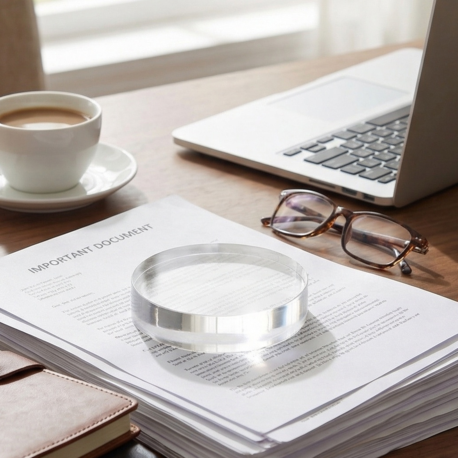 Round Clear Crystal Paperweigh - Book Weight Glass ulasan dan harga