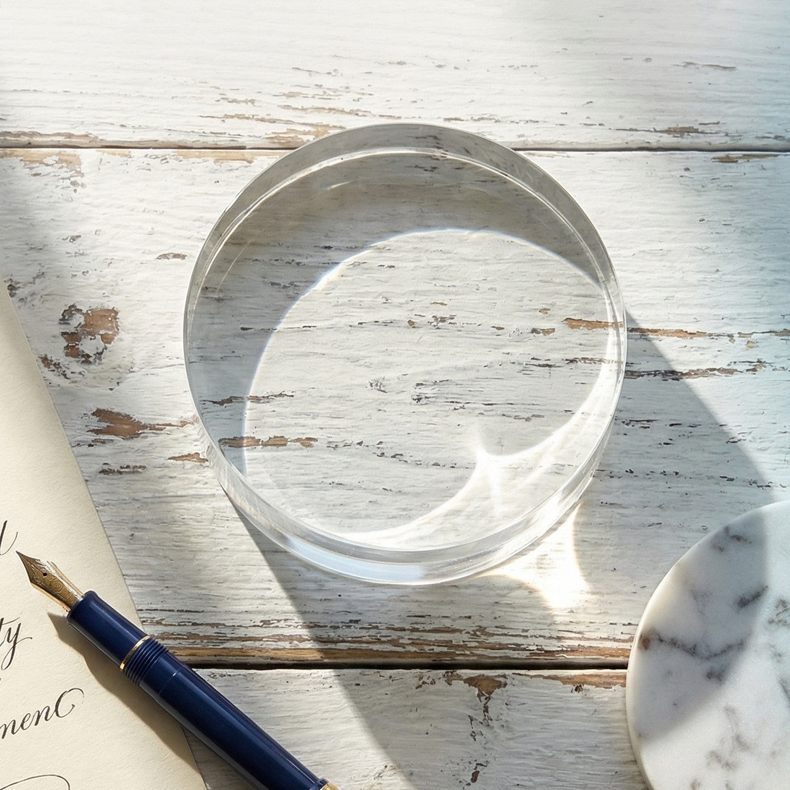 Round Clear Crystal Paperweigh - Book Weight Glass ulasan dan harga